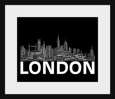 London Skyline Word Art Typography Print Poster Map 2