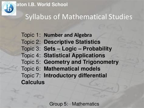IB Diploma: Group 5 mathematics