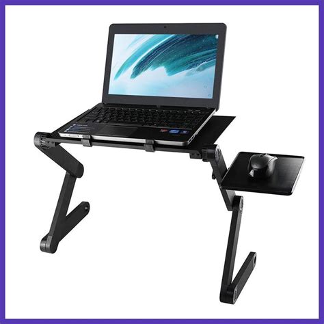 360 Degree Adjustable Ergonomic Foldable Black Aluminium Lapdesk Laptop Table Notebook Desk W ...