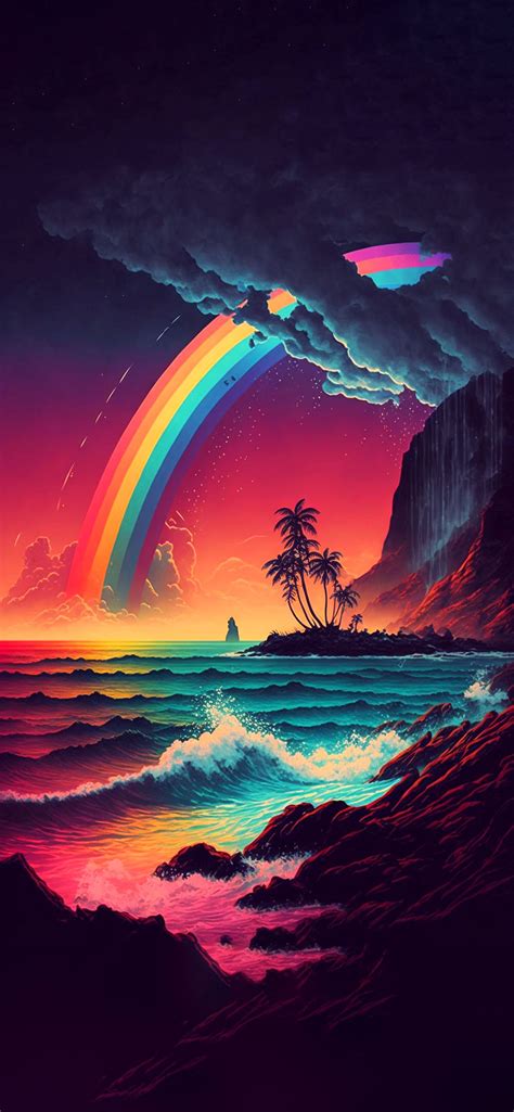 Hawaii Ocean & Rainbow Art Wallpaper - Cool Rainbow Wallpaper