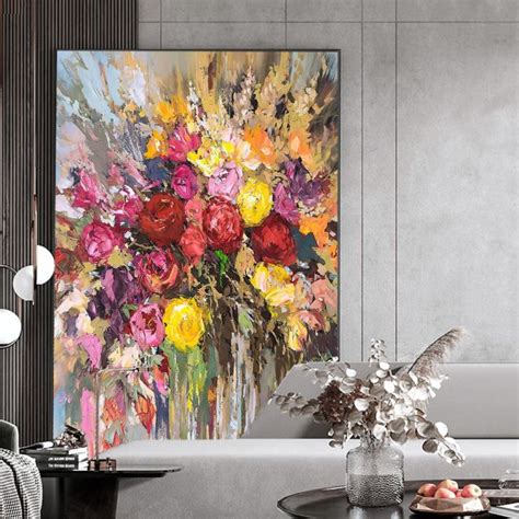 Abstract Colourful Floral Oil Painting Rose Quadro Flower Posters ...