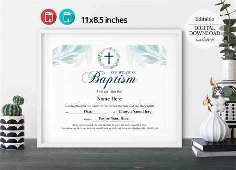 Baby Baptism Certificate 11x8.5 Baby Dedication Certificate - Etsy