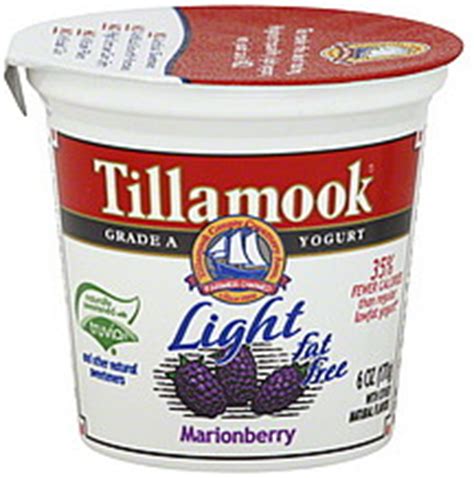 Tillamook Yogurt Light, Fat Free, Marionberry 6.0 oz Nutrition Information | ShopWell