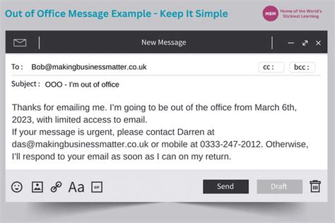 Out of Office Message Template and Examples | MBM