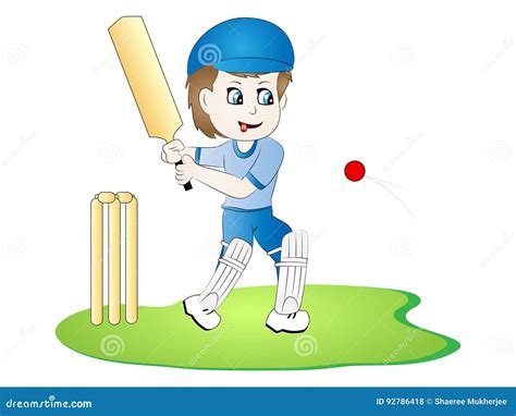 Cartoon Vector Cricketer Batsman Stock Vector - Illustration of clipart ...