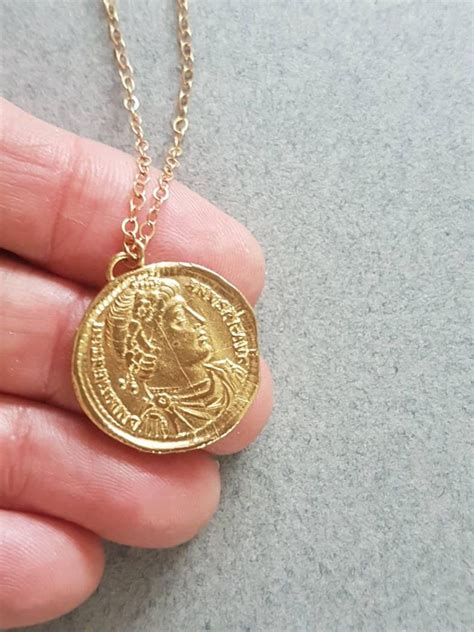 Gold Coin Necklace Coin Necklace Gold Coin Pendant Antique - Etsy Israel