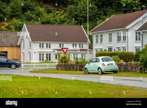 Lindesnes, Norway - August 07 2022: Mint green Fiat 500 car by ...