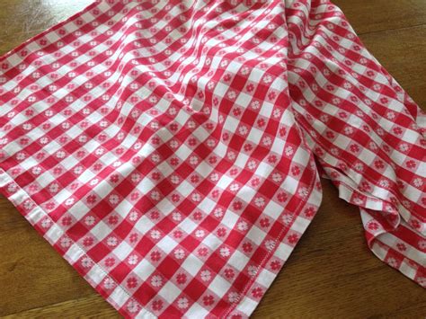 Vintage Red White Gingham Checked Tablecloth Picnic Woven | Etsy
