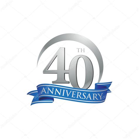 40th anniversary ring logo blue ribbon Stock Vector Image by ©ariefpro #86343790