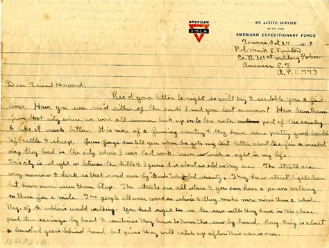 Letter from WWI soldier Mark L. Purinton, Buckland, Mass., 1918 - Digital Commonwealth