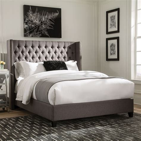 Scott Living Grey King Upholstered Bed Lowes.com | King upholstered bed, Grey bed frame, Grey ...