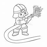 Fireman Cartoon Coloring sketch template