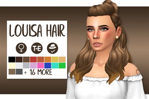 wild-pixel: “ Louisa Hair • Female Teen to elder • 18 EA colours • Also recoloured in @pastry ...