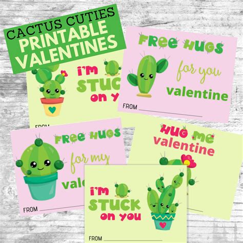 Printable Cactus Valentine Cards