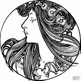 Vintage Art Nouveau Woman coloring Page  Free Printable Coloring Pages sketch template