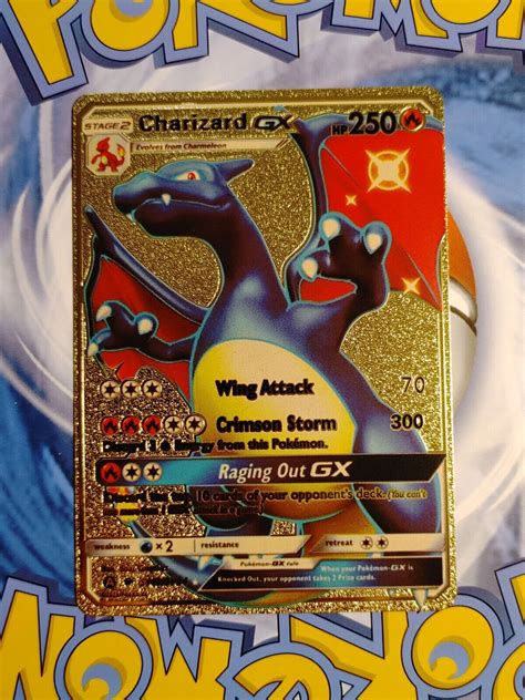 Mavin | Shiny Charizard GX- Gold Metal Charizard Pokemon Card