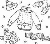 A Set Of Cozy Knitted Warm Clothes Autumn Pastime coloring Page  sketch template
