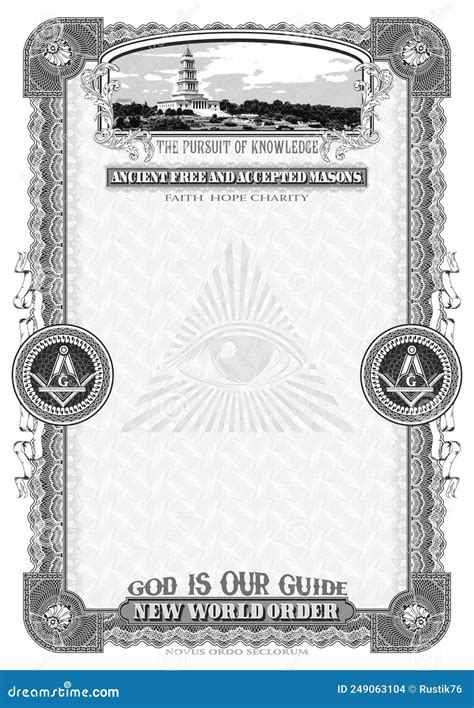 Vertical Masonic Certificate Green Stock Photography | CartoonDealer.com #249063110