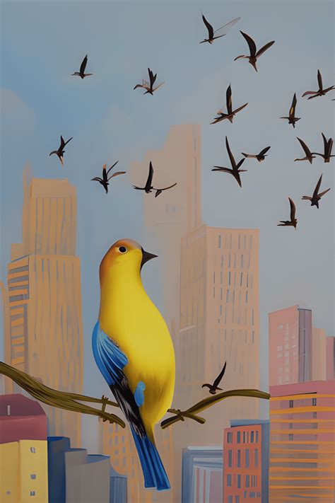 Birds in the City Painting · Creative Fabrica