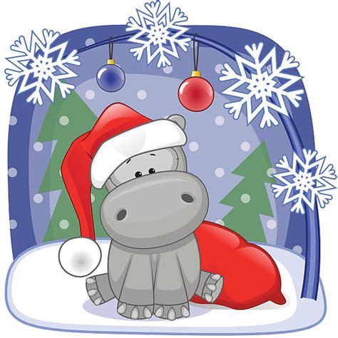 Hippo In A Santa Hat Illustrations, Royalty-Free Vector Graphics & Clip Art - iStock