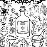 Vintage Witchs Apothecary Coloring Page · Creative Fabrica sketch template