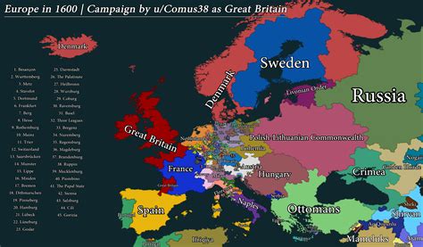 Map of Europe on January 1st 1600 | Playing with Great Britain | Map done with Photoshop ...