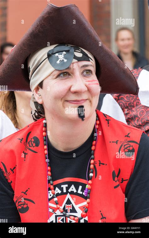 Jolly Roger flying over Liverpool Liverpool Pirate festival Stock Photo - Alamy