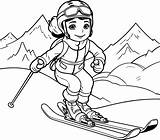 A Girl skiing In The Mountains coloring Pages 50146178 Vector Art At  sketch template