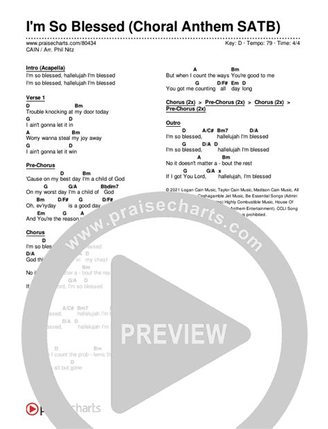 I'm So Blessed (Choral Anthem SATB) Chords PDF (CAIN / Arr. Phil Nitz) - PraiseCharts