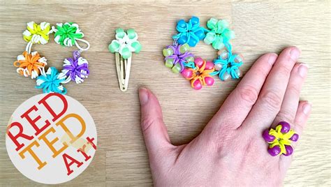 Loom Band Flower Ring & Bracelet DIY - Red Ted Art's Blog