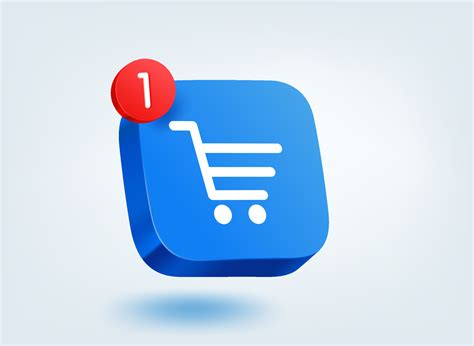 Web shopping cart concept. 3d vector mobile application icon with ...