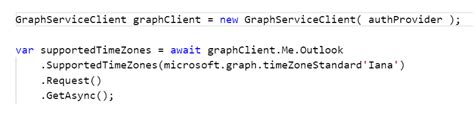 microsoft graph api - Can't fetch supported time zones in Iana format - Stack Overflow