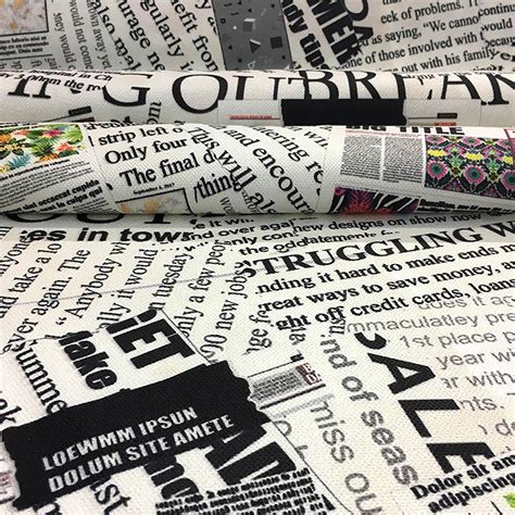 Newspaper Fabric by the Yard Black and White Magazine Text | Etsy