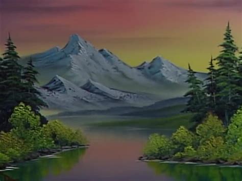 Bob Ross sunset mountains | Bob ross paintings, Bob ross art, Bob ross