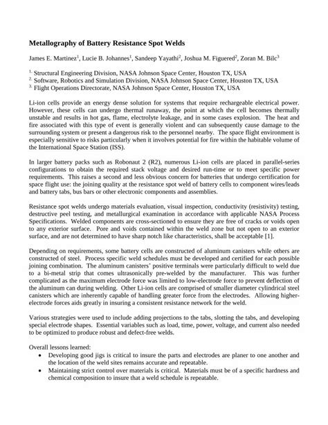 (PDF) Metallography of Battery Resistance Spot Welds - PDFSLIDE.NET