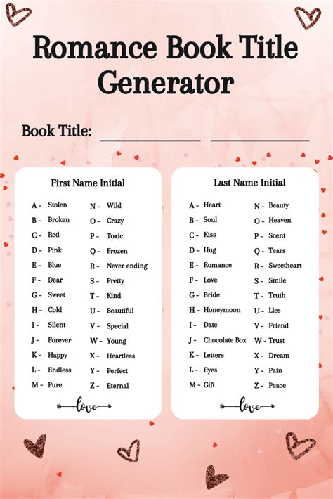 Romance Title Generator 💕 | Imagine Forest | Book title generator ...