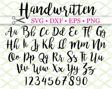 HANDWRITTEN SCRIPT SVG FONT-Cricut & Silhouette Files SVG DXF EPS PNG | MONOGRAMSVG.COM by SVG ...