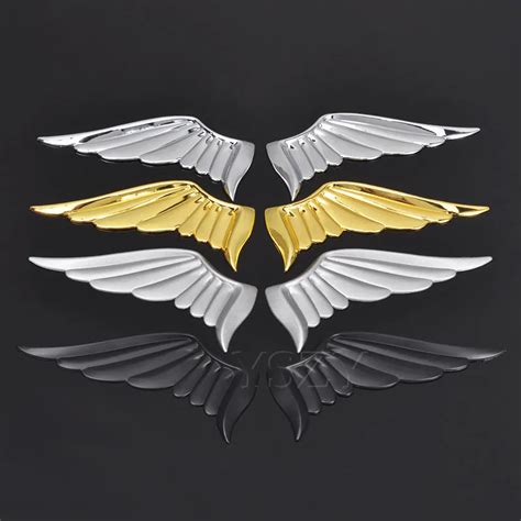 1 Pair Angel Wings Car Stickers Auto Badge Emblem Decal For BMW Audi ...