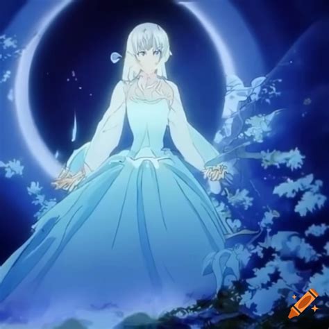 A 90’s anime about a moon princess, ethereal, blue lighting, nostalgic, pretty