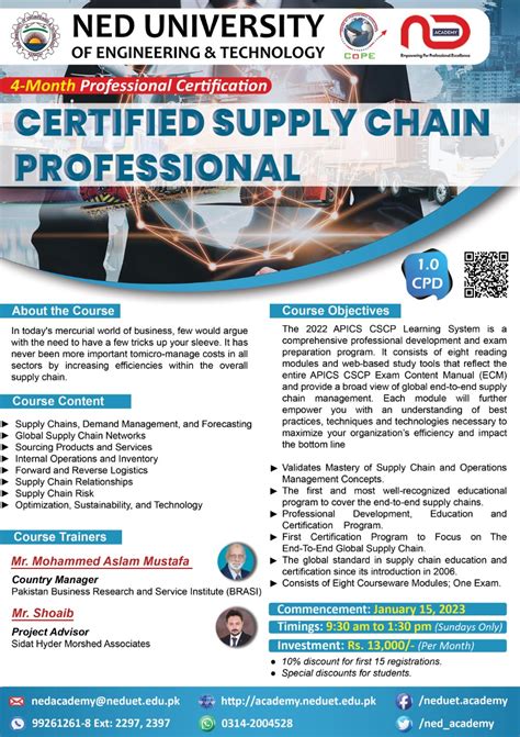 Certified Supply Chain Professional (CSCP) | NED Academy - CCEE | CMPP