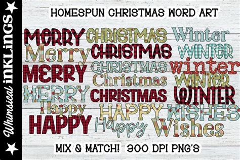 Homespun Christmas Word Art Set-Mix and Match
