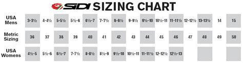 SIDI Boot Size Chart