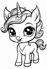 Happy Adorable Cute Unicorn Coloring Book Page For Kids 24190602 Vector  sketch template