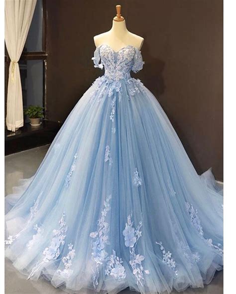 Skye Blue off the shoulder lace Sweet 16 Prom Quinceanera Dresses JP41 ...