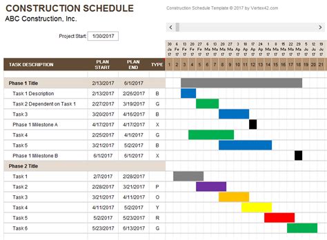 Construction Schedule Template | Weekly schedule template excel ...