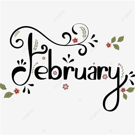 Month February Vector PNG Images, February Month Decorated With Flowers, February Clipart ...