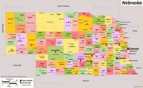 Nebraska State Map | USA | Maps of Nebraska (NE)
