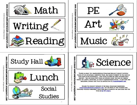 Labels Freebie! | Subject labels, Classroom labels, Classroom labels free