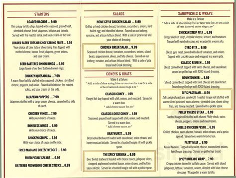 Zefs Lighthouse Tavern menu in Ira Township, Michigan, USA