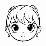 Halaman Mewarnai Wajah Gadis Cina Kartun Garis Besar Kepala  sketch template
